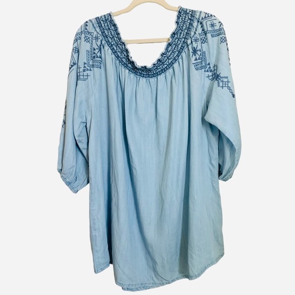 Reba Woman | 3X Embroidered Top Boho Southwestern Tribal Flowy Comfy Relaxed Fit - Picture 10 of 10